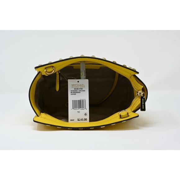 MICHAEL KORS Selma Stud Leather Medium Messenger Crossbody Sunflower $248 NWT - Picture 6 of 10